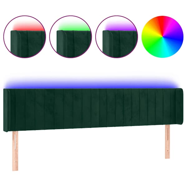 vidaXL LED-voodipeats, tumeroheline, 203x16x78/88 cm, samet