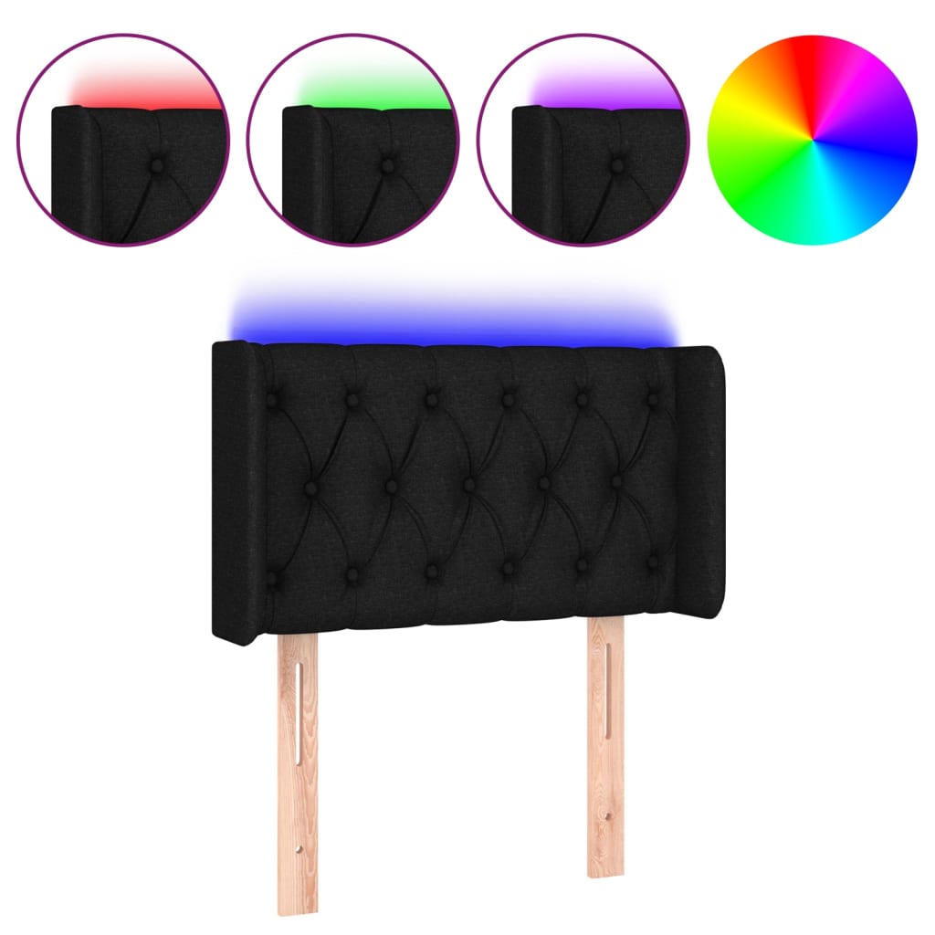 Thumbnail - vidaXL LED Kopfteil Schwarz 83x16x78/88 cm Stoff