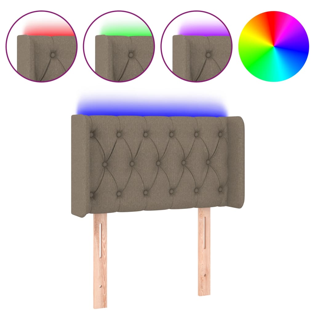 vidaXL ÄŚelo postele s LED taupe 83 x 16 x 78/88 cm textil