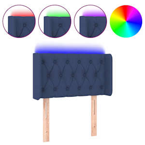 vidaXL LED-voodipeats, sinine, 83x16x78/88 cm, kangas