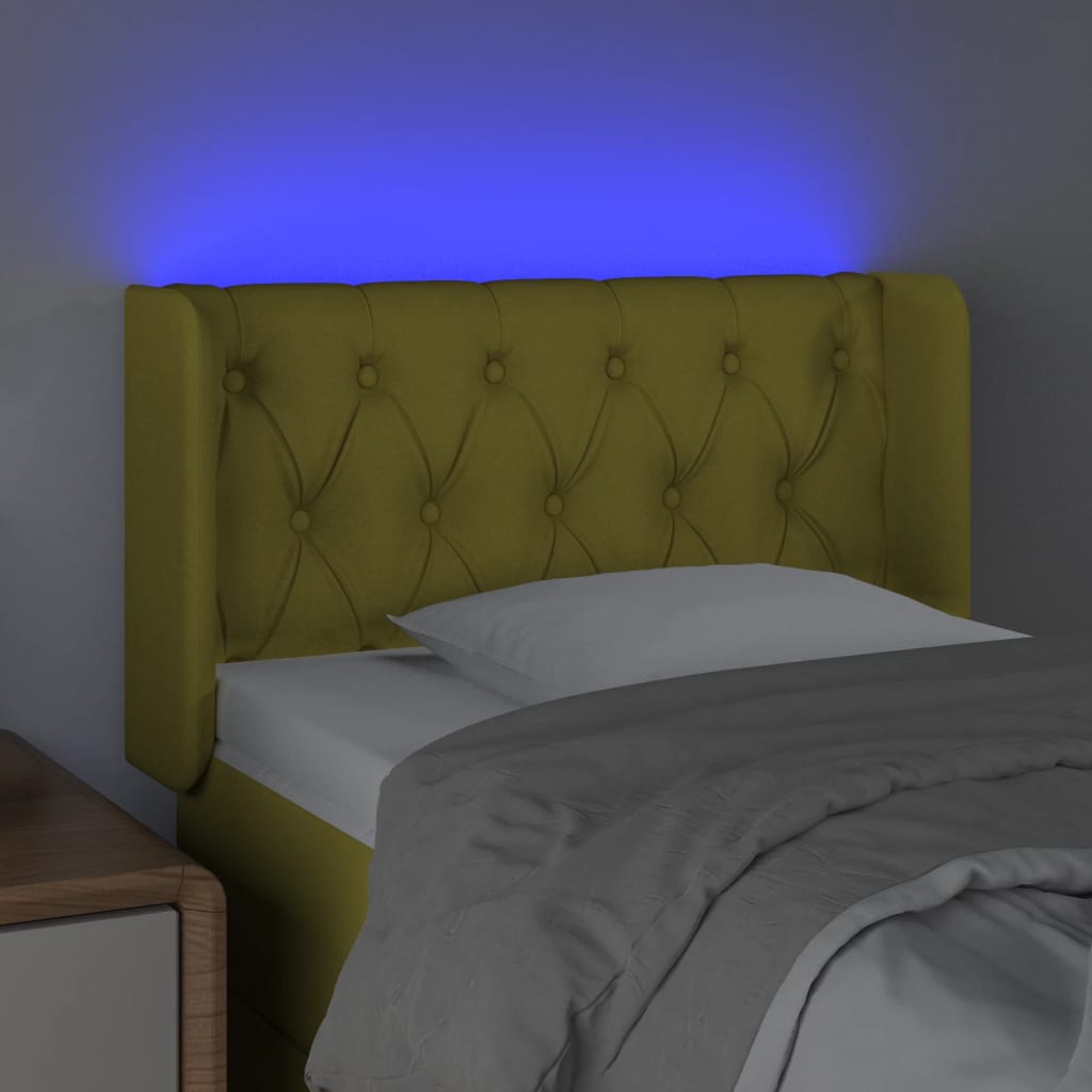 gultas galvgalis ar LED, 83x16x78/88 cm, zaļš audums | Stepinfit.lv