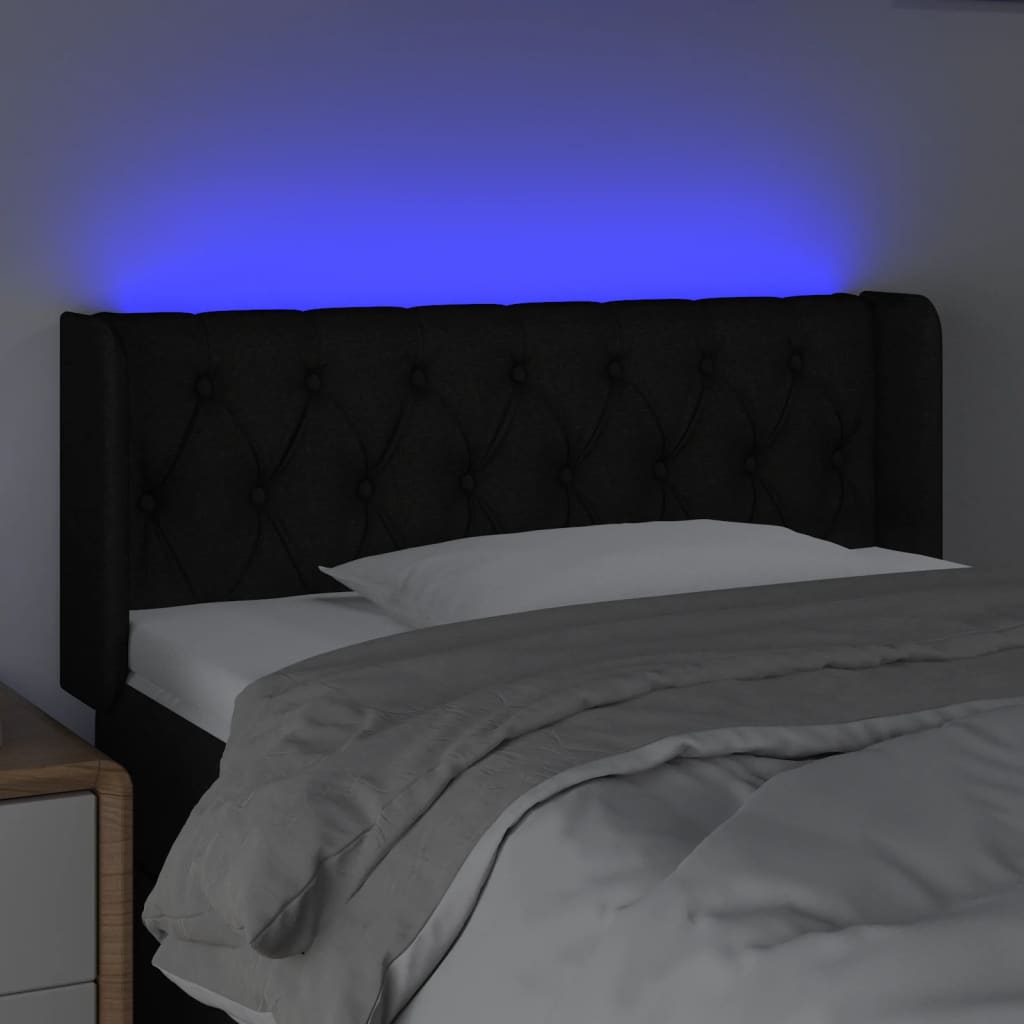 gultas galvgalis ar LED, 93x16x78/88 cm, melns audums | Stepinfit.lv