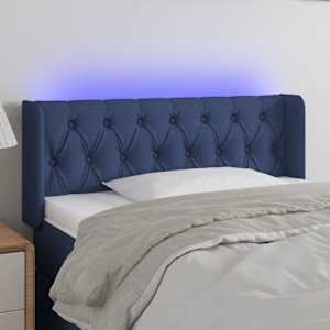 LED posteljno vzglavje modro 93x16x78/88 cm blago