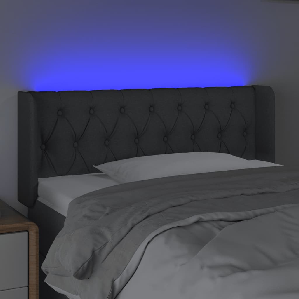 gultas galvgalis ar LED, 103x16x78/88 cm, tumši pelēks audums | Stepinfit.lv