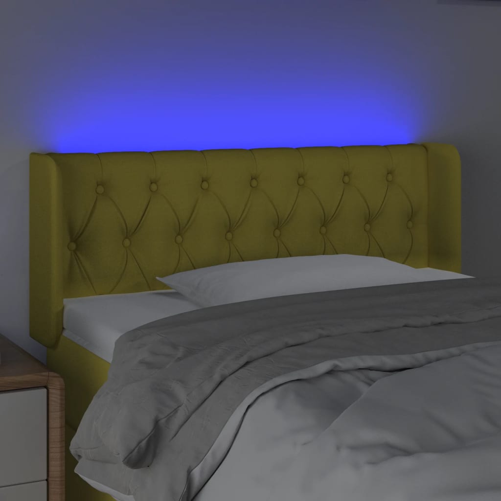 gultas galvgalis ar LED, 103x16x78/88 cm, zaļš audums | Stepinfit.lv