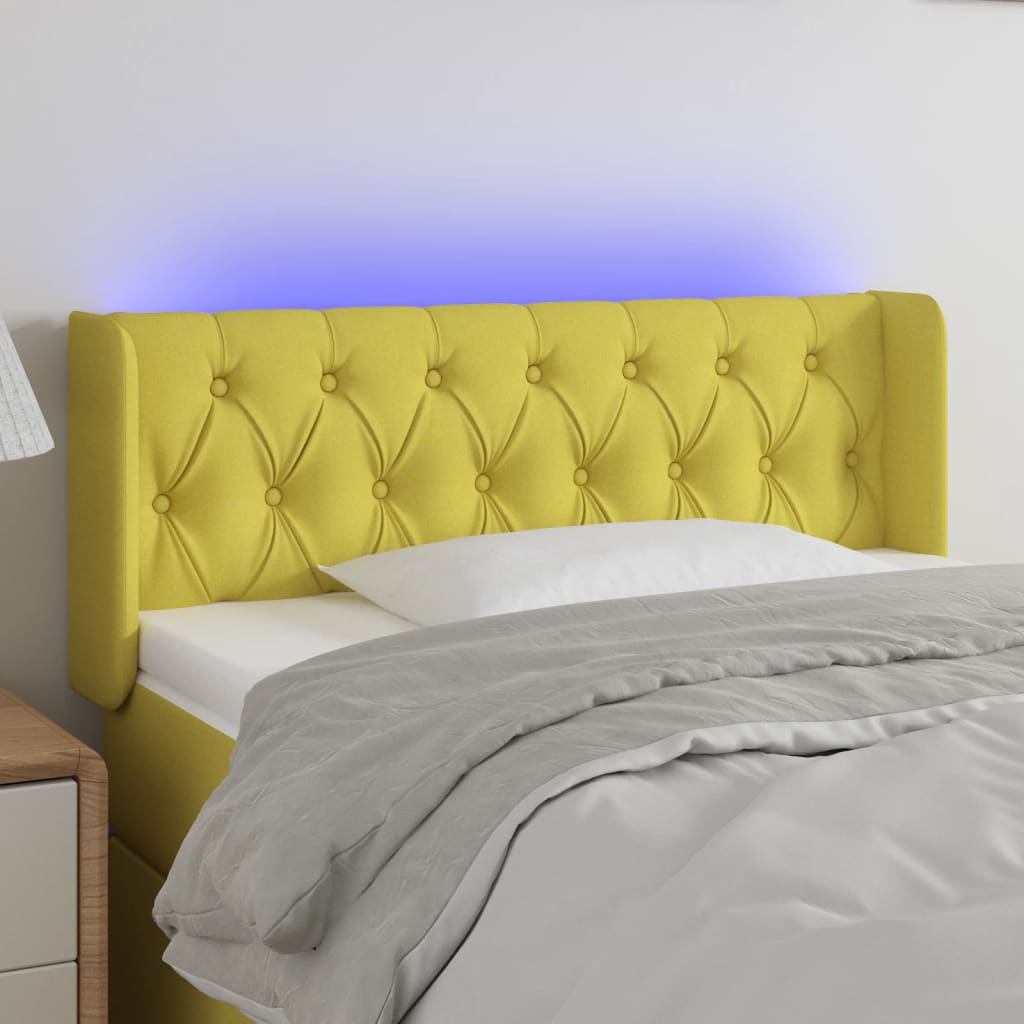 gultas galvgalis ar LED, 103x16x78/88 cm, zaļš audums | Stepinfit.lv