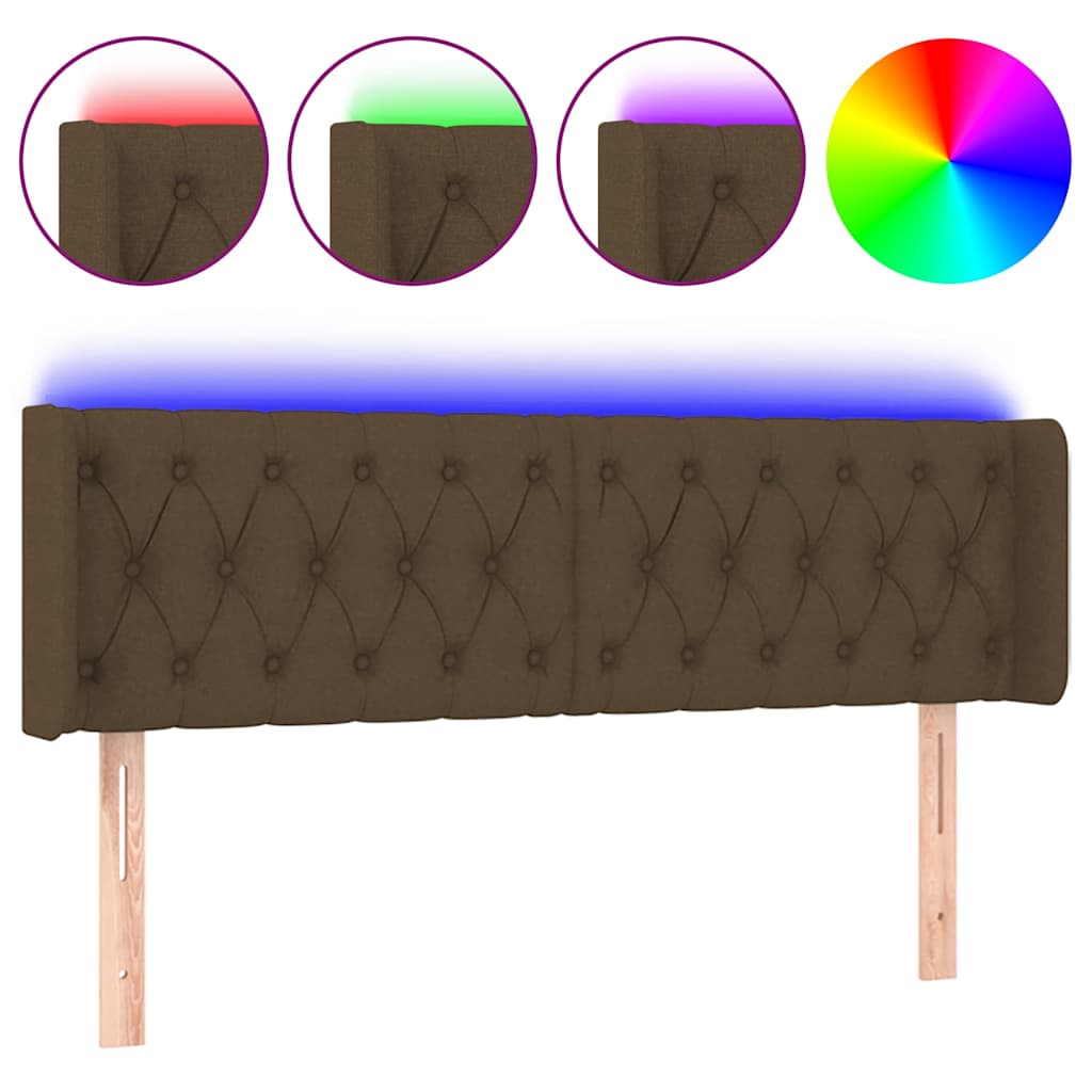 vidaXL Hoofdbord LED 147x16x78/88 cm stof donkerbruin bruin, foto 3