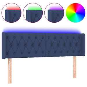 vidaXL LED-voodipeats, sinine, 147x16x78/88 cm, kangas