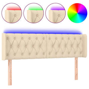 vidaXL LED-voodipeats, kreemjas, 163x16x78/88 cm, kangas