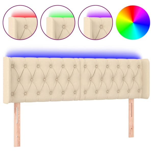vidaXL LED-voodipeats, kreemjas, 163x16x78/88 cm, kangas