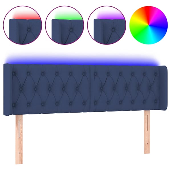 vidaXL LED-voodipeats, sinine, 163x16x78/88 cm, kangas