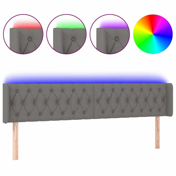 vidaXL LED-voodipeats, tumehall, 183x16x78/88 cm, kangas