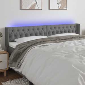 LED posteljno vzglavje temno sivo 183x16x78/88 cm blago