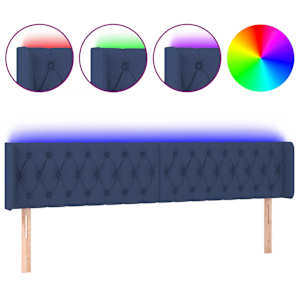 vidaXL LED-voodipeats, sinine, 183x16x78/88 cm, kangas
