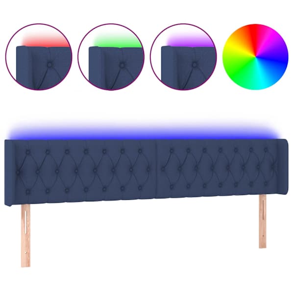 vidaXL LED-voodipeats, sinine, 183x16x78/88 cm, kangas