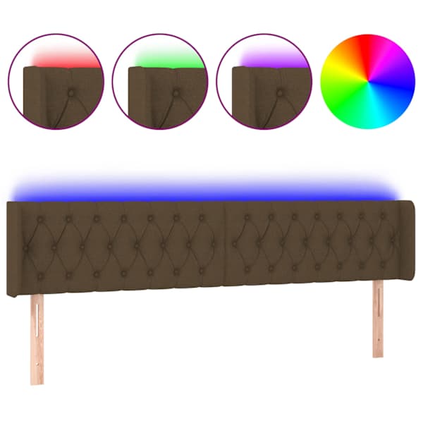 vidaXL LED-voodipeats, tumepruun, 203x16x78/88 cm, kangas