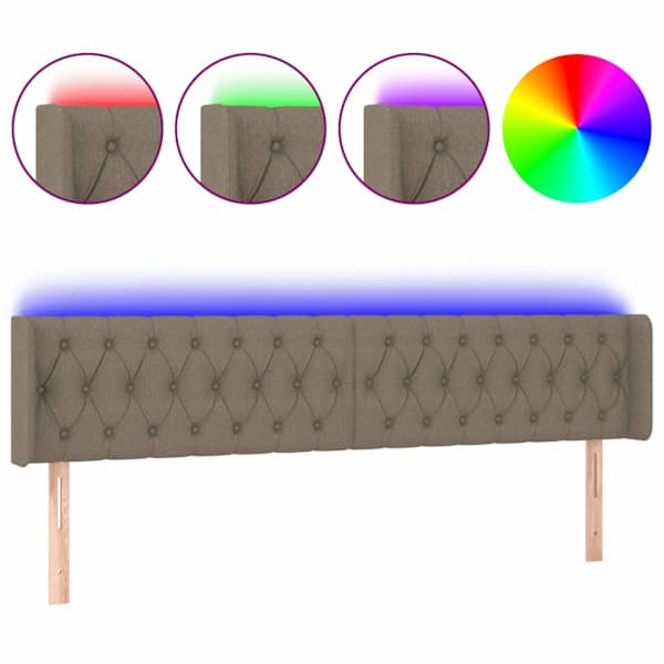 vidaXL LED-voodipeats, pruunikashall, 203x16x78/88 cm, kangas