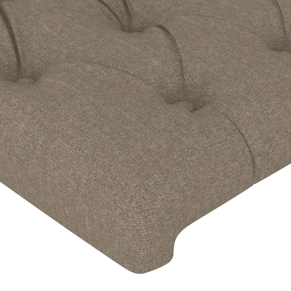 Tăblie de pat cu LED, gri taupe, 203x16x78/88 cm, textil