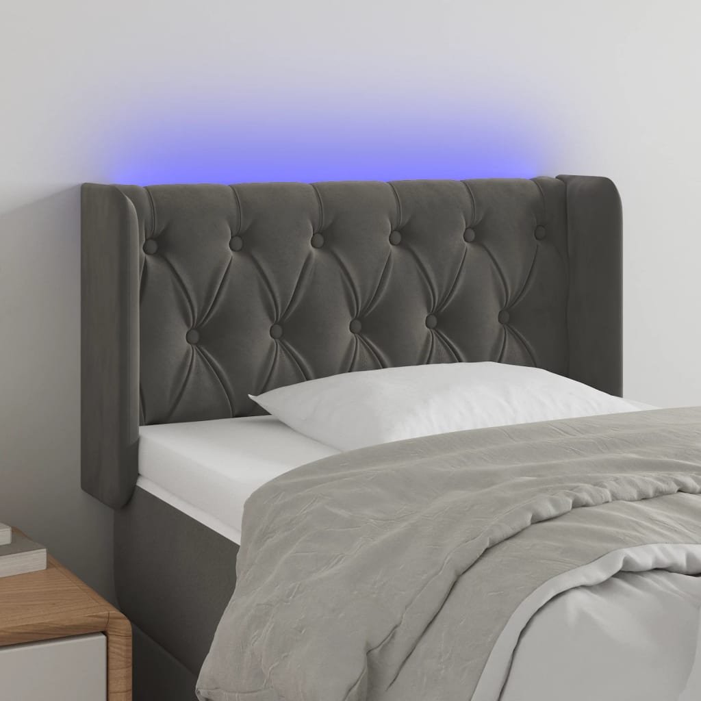 vidaXL LED Kopfteil Dunkelgrau 83x16x78/88 cm Samt