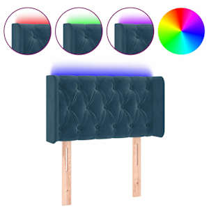 vidaXL LED-voodipeats, tumesinine, 83x16x78/88 cm, samet