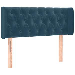 Čelo postele s LED modré 93 x 16 x 78/88 cm samet - obrázek 3