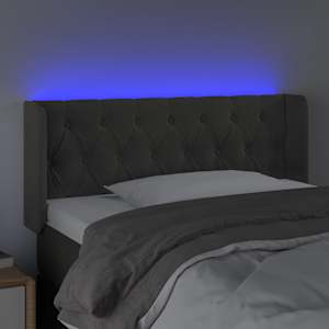 Čelo postele s LED tmavě šedé 103 x 16 x 78/88 cm samet - obrázek 4