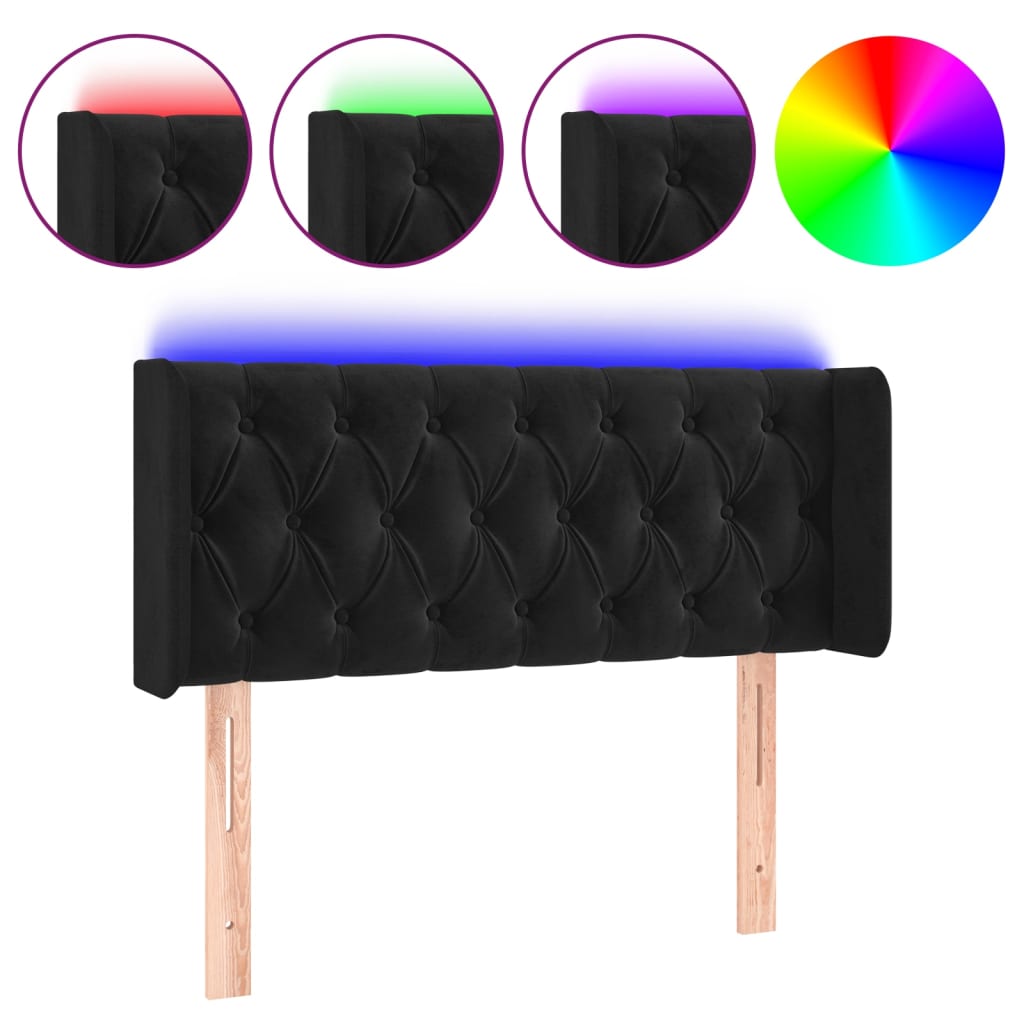 Thumbnail - vidaXL LED Kopfteil Schwarz 103x16x78/88 cm Samt