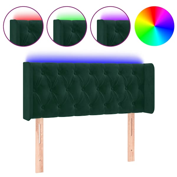 vidaXL LED-voodipeats, tumeroheline, 103x16x78/88 cm, samet