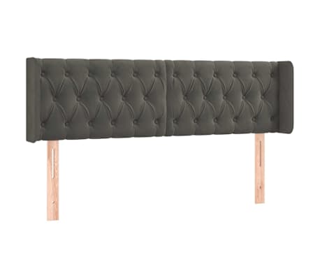 vidaXL T&ecirc;te de lit &agrave; LED Gris fonc&eacute; 147x16x78/88 cm Velours