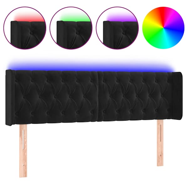 vidaXL LED-voodipeats, must, 147x16x78/88 cm, samet