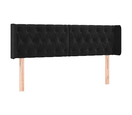 vidaXL Cabeceira de cama c/ luzes LED veludo 147x16x78/88 cm preto