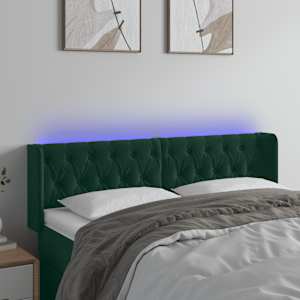 LED posteljno vzglavje temno zeleno 147x16x78/88 cm žamet