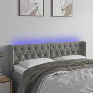 LED posteljno vzglavje svetlo sivo 163x16x78/88 cm žamet