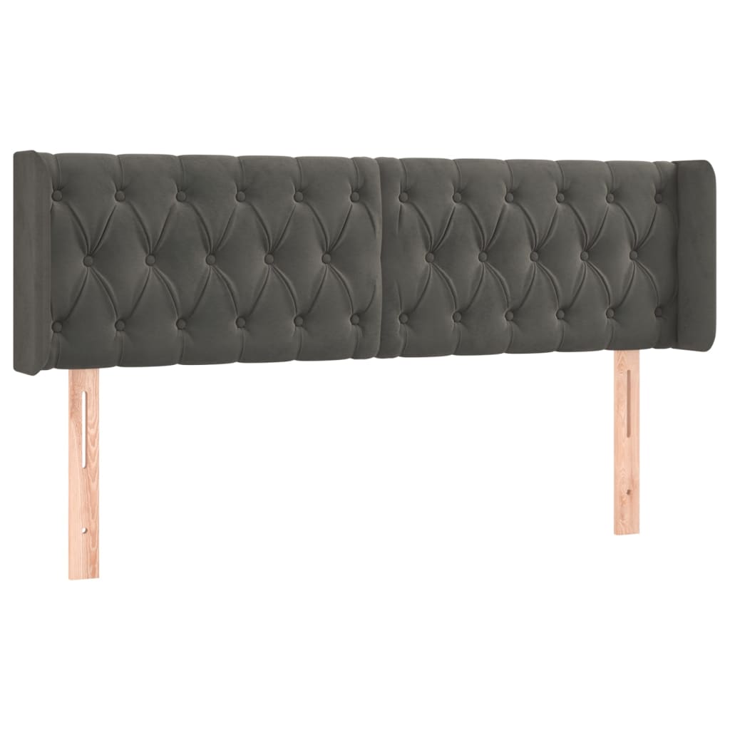 vidaXL Hoofdbord LED 163x16x78/88 cm fluweel donkergrijs afbeelding