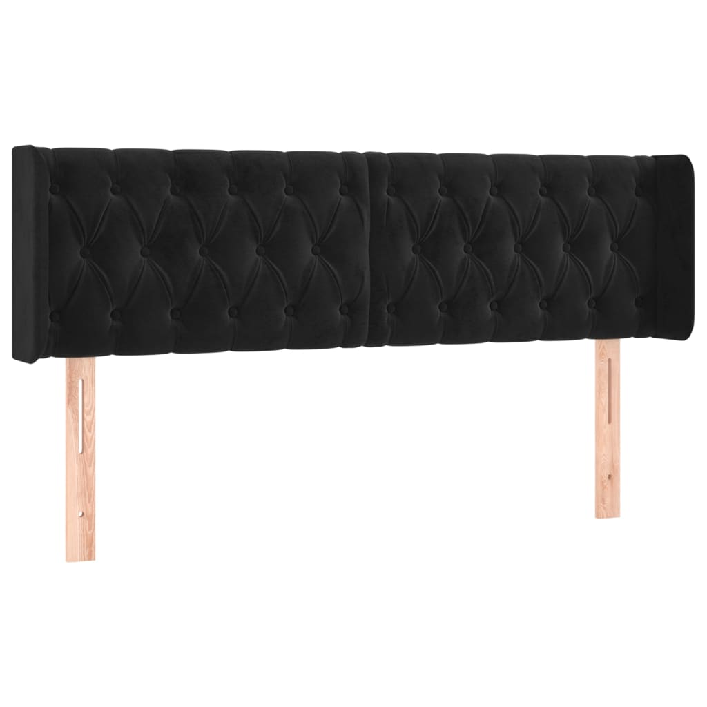 vidaXL Hoofdbord LED 163x16x78/88 cm fluweel zwart afbeelding