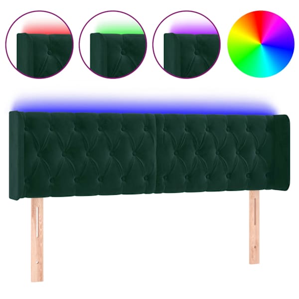 vidaXL LED-voodipeats, tumeroheline, 163x16x78/88 cm, samet