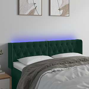 LED posteljno vzglavje temno zeleno 163x16x78/88 cm žamet