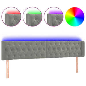 vidaXL LED-voodipeats, helehall, 183x16x78/88 cm, samet