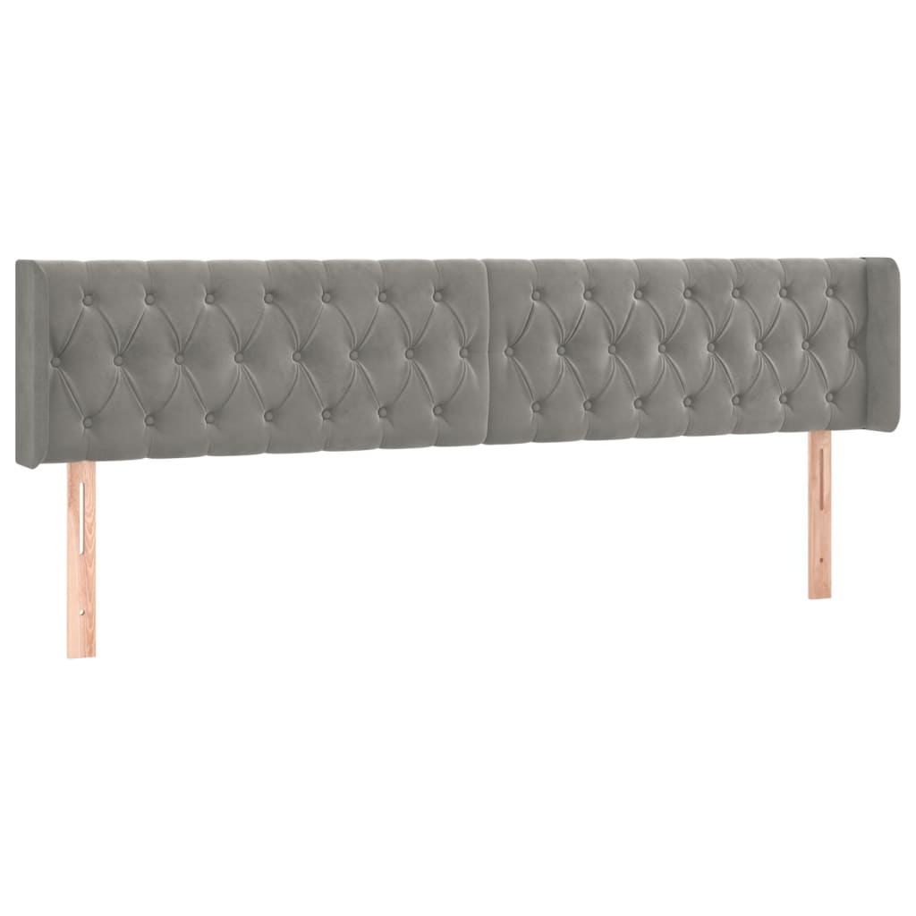 vidaXL világosszürke bársony LED-es fejtámla 183 x 16 x 78/88 cm