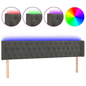 vidaXL LED-voodipeats, tumehall, 183x16x78/88 cm, samet