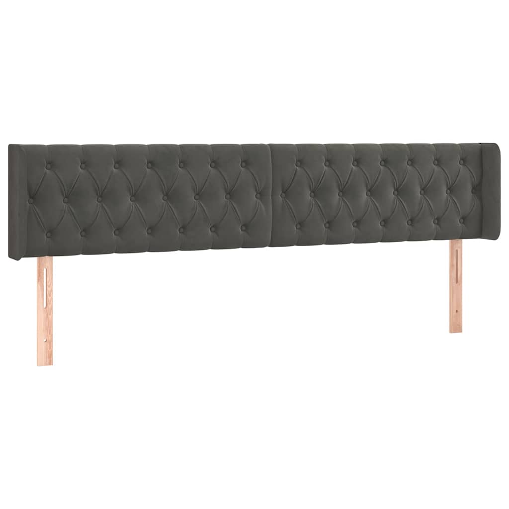 vidaXL Hoofdbord LED 183x16x78/88 cm fluweel donkergrijs grijs, foto 4