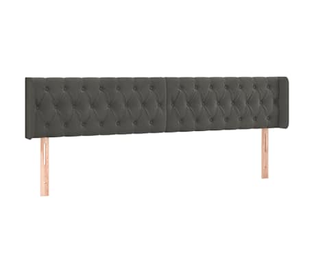 vidaXL Cabeceira cama c/ luzes LED veludo 183x16x78/88cm cinza-escuro