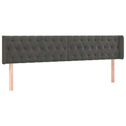 vidaXL Cabeceira cama c/ luzes LED veludo 183x16x78/88cm cinza-escuro