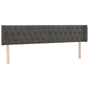 vidaXL Cabeceira cama c/ luzes LED veludo 183x16x78/88cm cinza-escuro