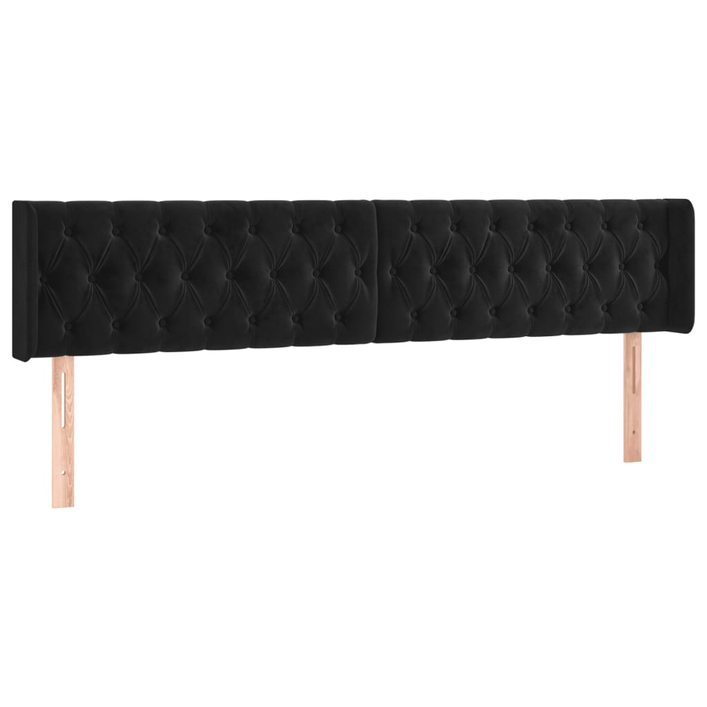 vidaXL Hoofdbord LED 183x16x78/88 cm fluweel zwart afbeelding