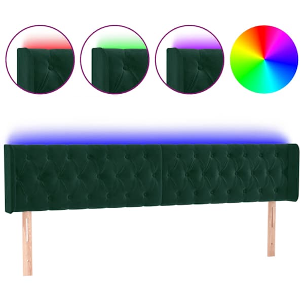 vidaXL LED-voodipeats, tumeroheline, 183x16x78/88 cm, samet