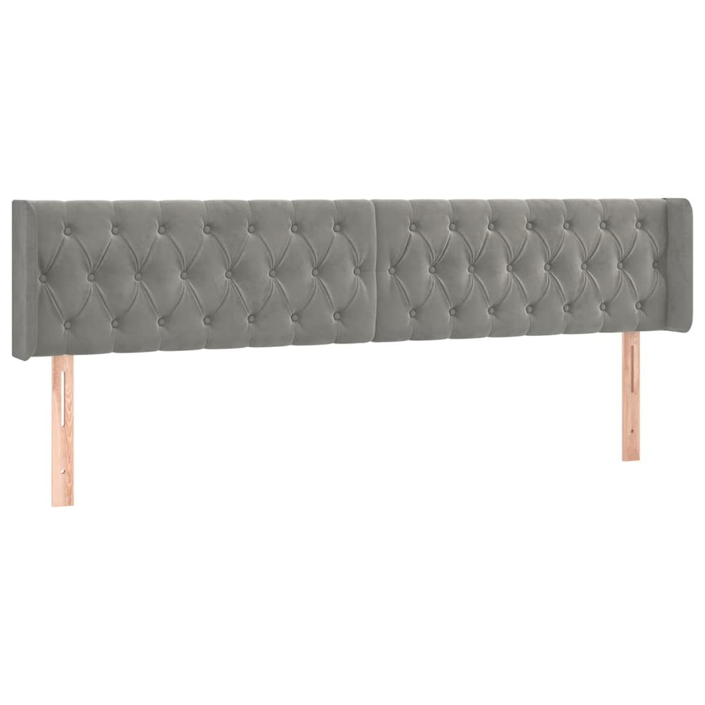 vidaXL Hoofdbord LED 203x16x78/88 cm fluweel lichtgrijs grijs, foto 4