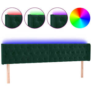 vidaXL LED-voodipeats, tumeroheline, 203x16x78/88 cm, samet