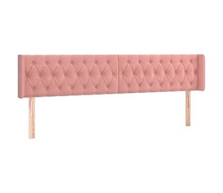 vidaXL Cabeceira de cama c/ luzes LED veludo 203x16x78/88 cm rosa