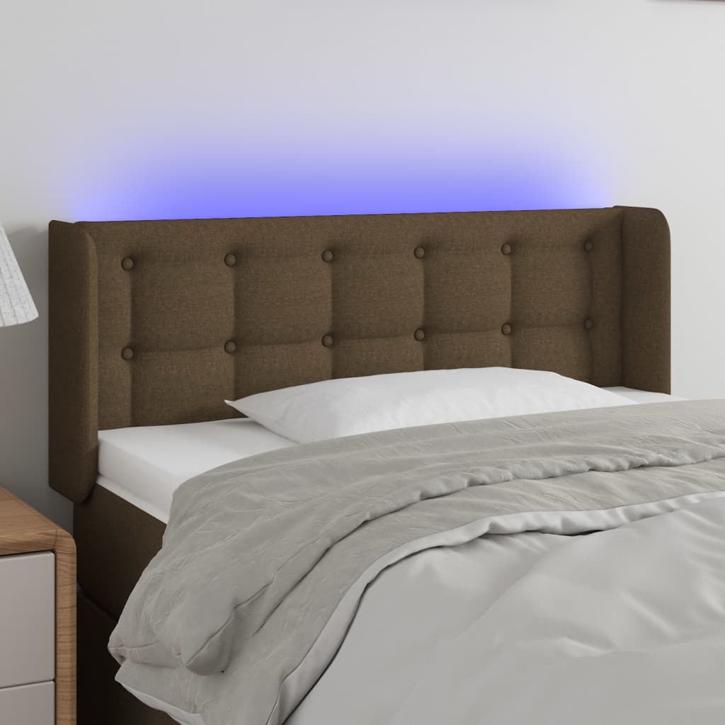 Thumbnail - vidaXL LED Kopfteil Dunkelbraun 83x16x78/88 cm Stoff